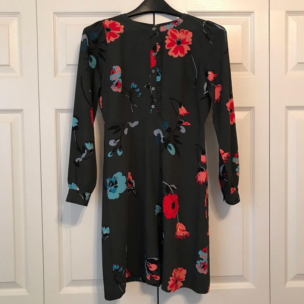 LOFT 0P dark green, long sleeve dress